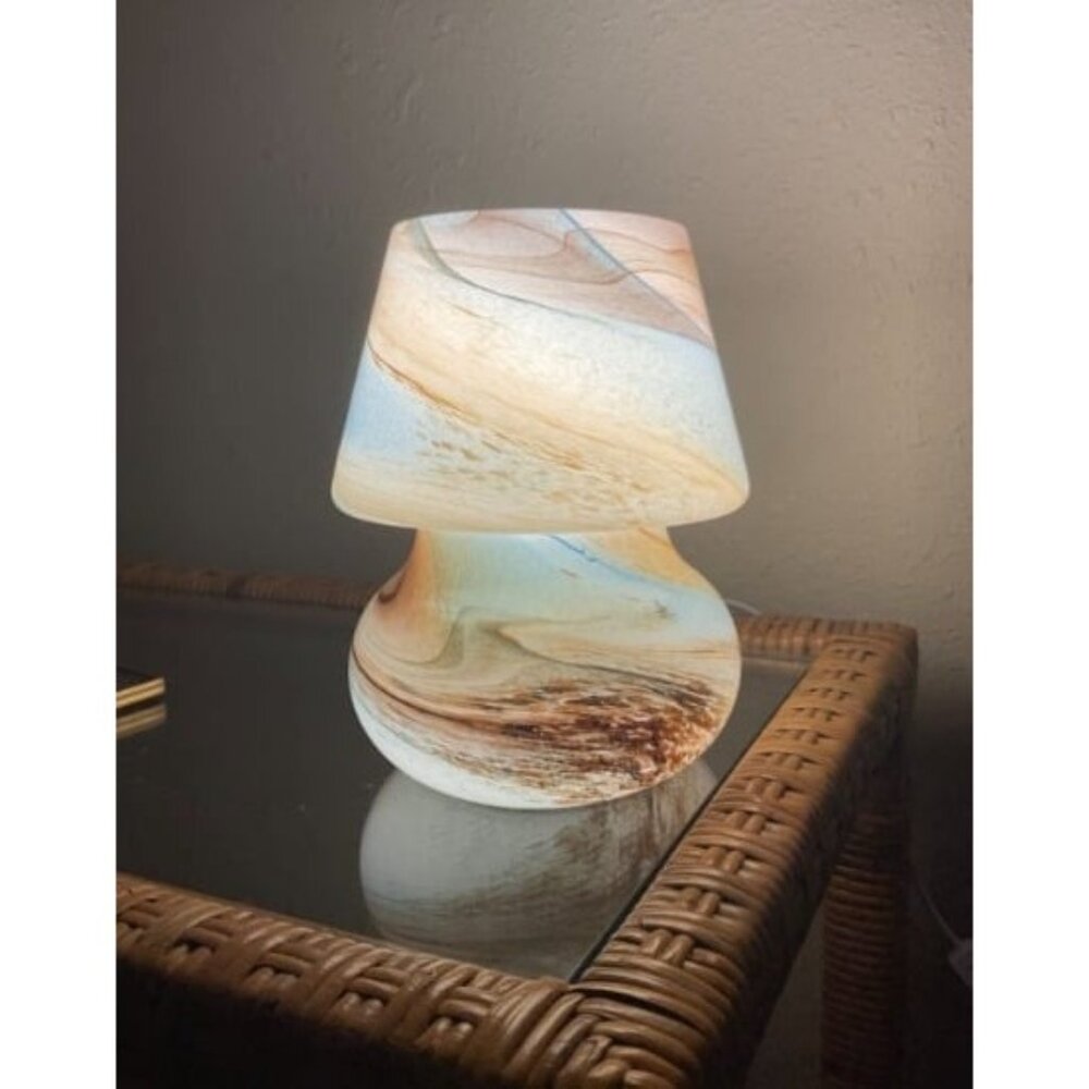 Mushroom Bedside Table Lamp,Glass LED Bedside Night Lamps, Desert Swirl